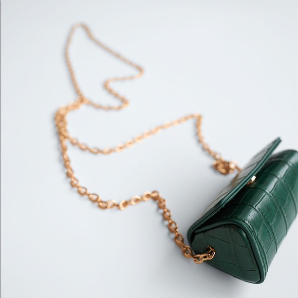 SOLD Zara Bottle Green Crocodile Print Mini Bag - Picture 2 of 4